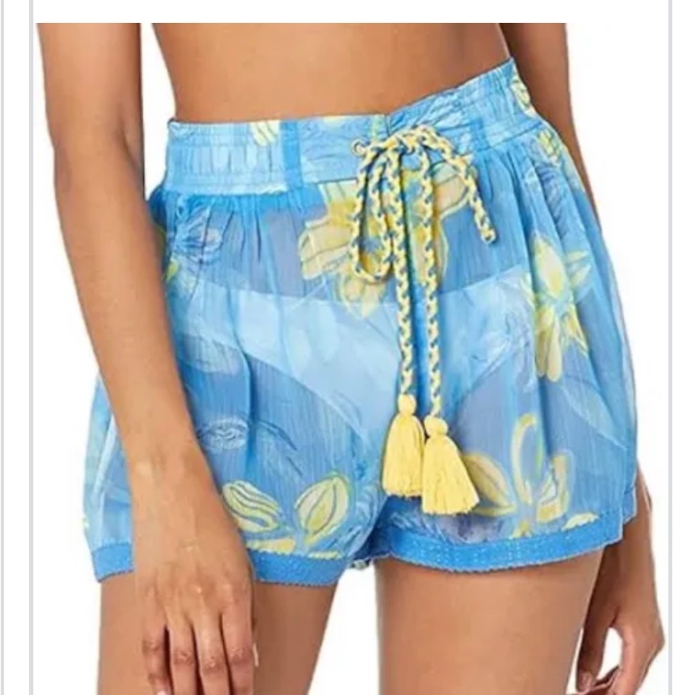 💛 NEW Ramy Brook Tessa print Blue and Yellow Shorts/ beach